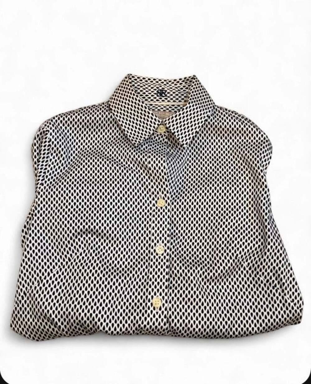 Banana Republic No Iron Fitted Black White Shirt Size 0